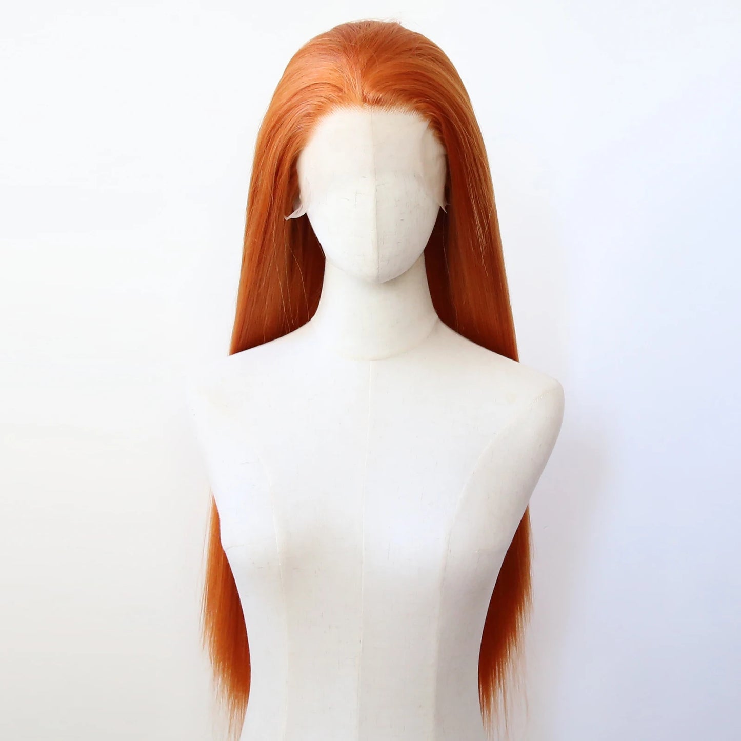 Ginger Orange Wig Synthetic Lace Front Wig Long Yaki Straight Lace Front Synthetic Wig Pre Plucked Heat Resistant Fiber Hair