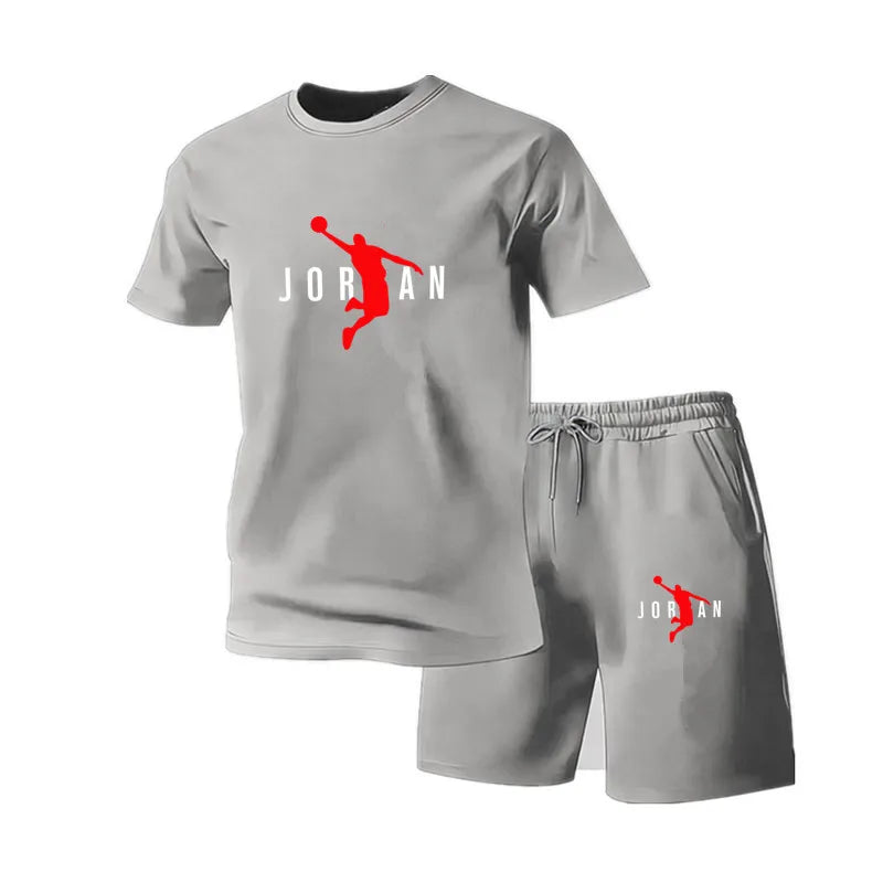 Summer Fashion Trendy Casual Sports Two Piece Set Youth Men's Short sleeved T-shirt+Shorts Set