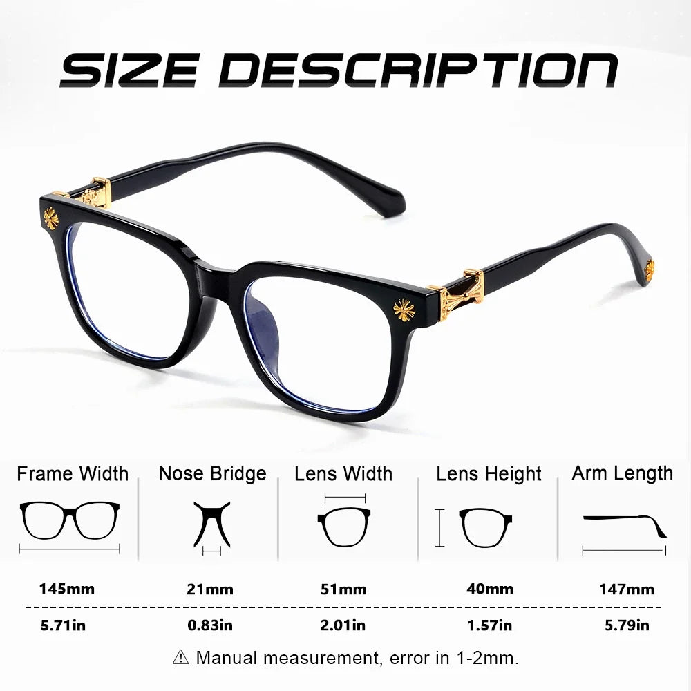Classic 2Pcs Square Anti Blue Light Glasses For Men And Women Black & Transparent Frame Unisex Computer Wearing Women Glasses BAZAARHUBO