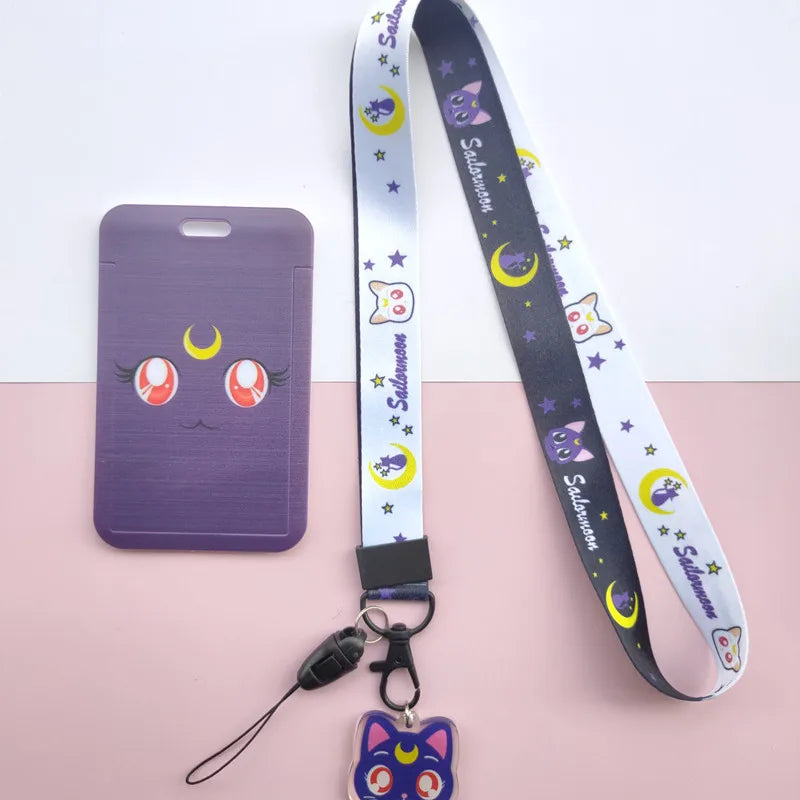 New Cartoon Girls Anime Lanyard Credit Card ID Holder Bag Student Women Travel Bank Bus Business Card Cover Badge