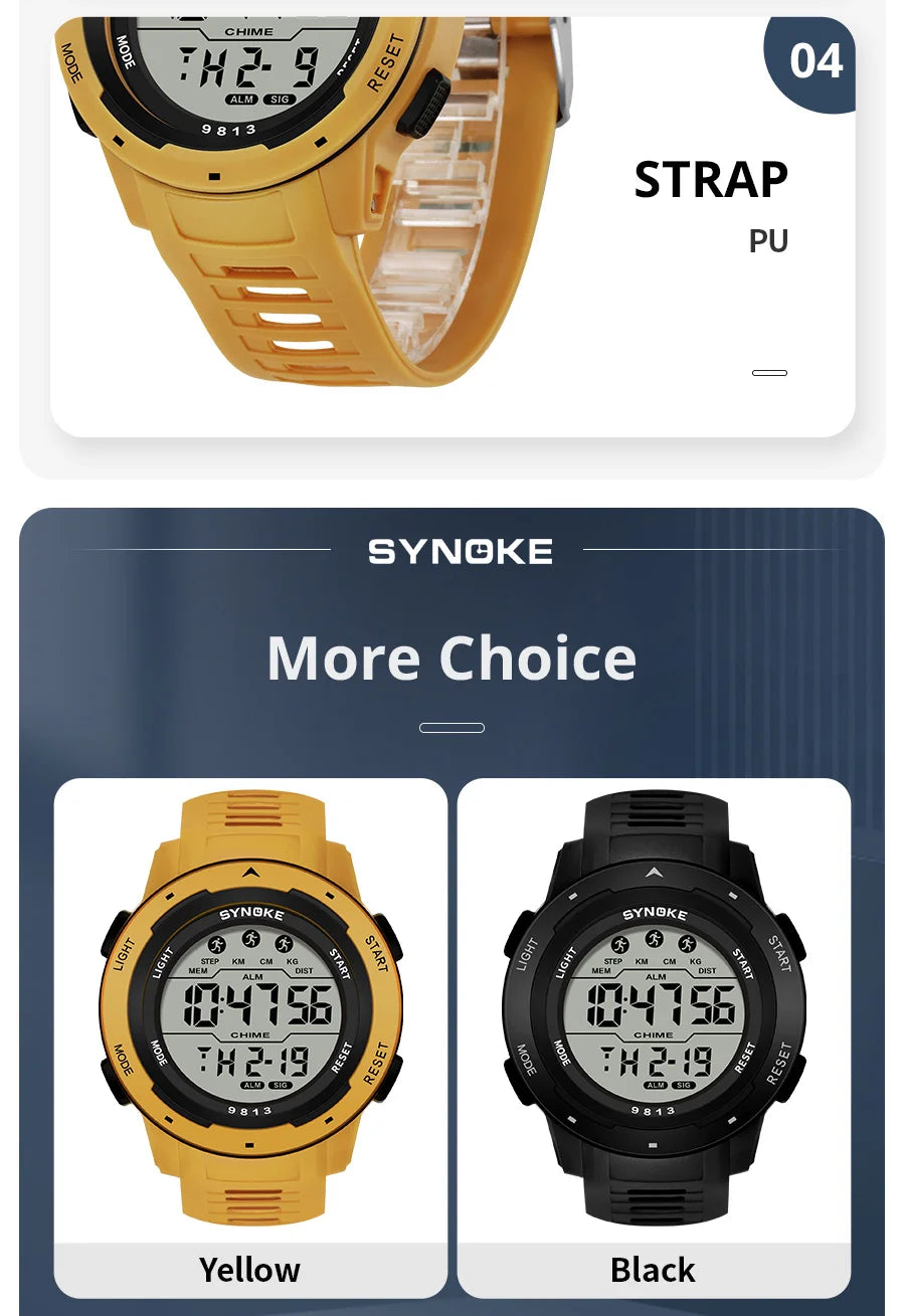 Men Digital Watch Sports Watches Timing Function Alarm Clock Waterproof 50M Digital Watch Military Clock Large Screen