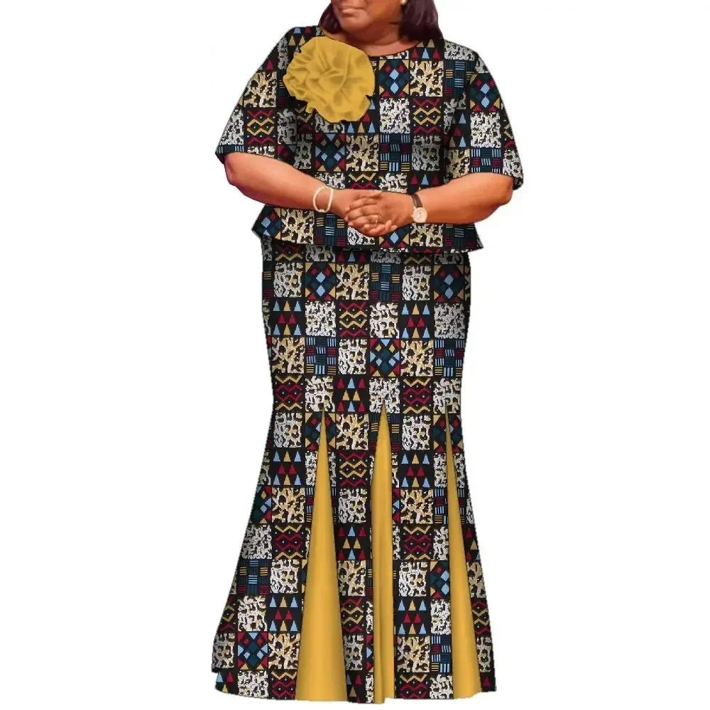 African Skirts and Top Sets for Women Party Ankara Fashion African Print Clothes Dashiki Outfits Lady Evening Gowns WY2143