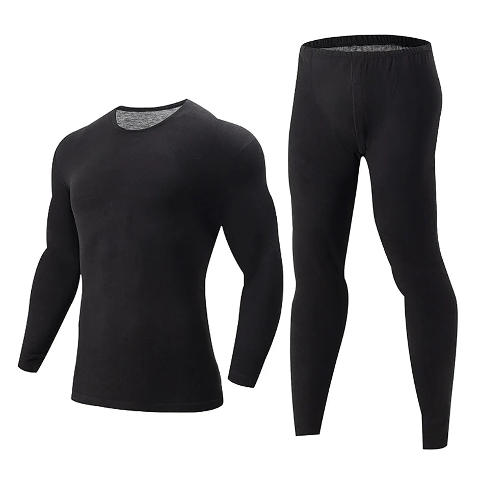 2-piece Autumn And Winter Men's Plus Size 1xl-6XL Thermal Underwear Set For Obese Men Black Plus Fat Long Sleeved Top And Pants