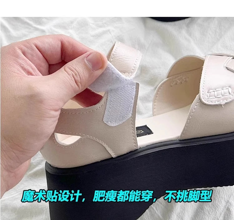 2025 Summer New Retro Style Mary Jane Enclosed Toe Sandals for Women Artistic & Versatile Weaving Style Thick Soled Roman Shoes