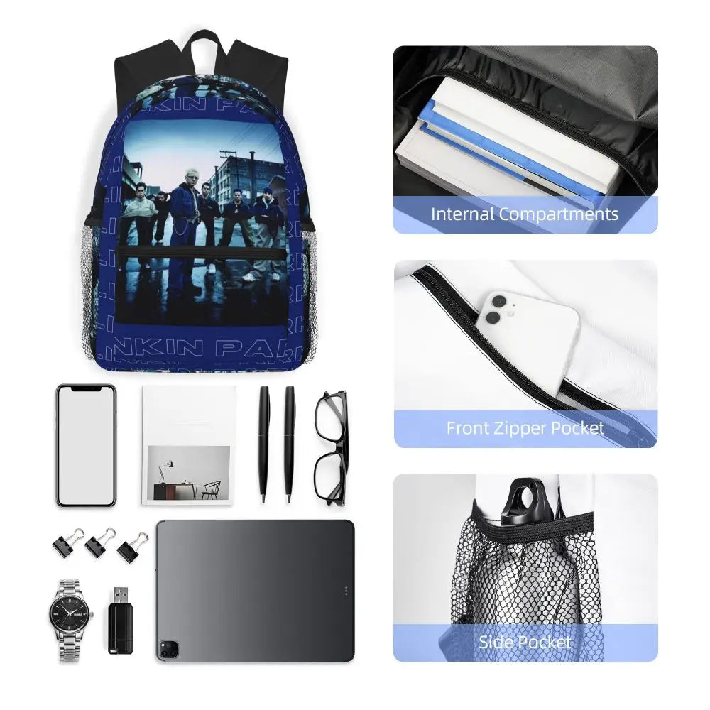 L-Linkin-S P-Park-S Band Student Backpack School Bag Hiking Travel Daypack for Boys Girls Fashion Bookbag Shoulder Bags