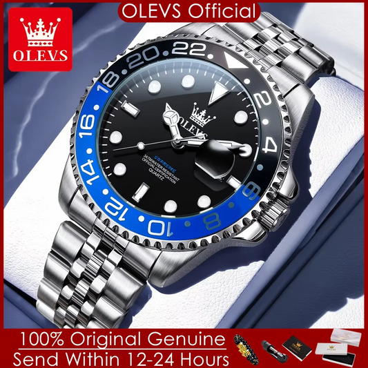 OLEVS 5657 Original Men's Watches Luxury Top Brand Diving Series Stainless Steel Waterproof Luminous Calendar Men's Wristwatches