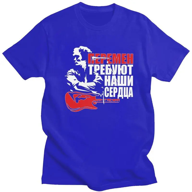 Custom Classic Viktor Tsoi Kino T Shirt Men Short Sleeve Cotton T-shirt Casual Russian Rock Band Legend Tees Streetwear Tshirt