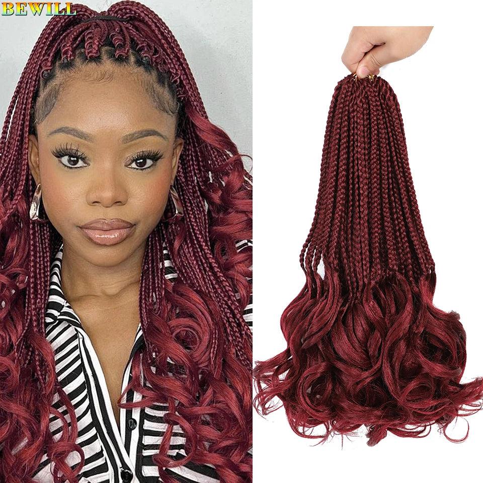 14 18 24 Inch French Curl Crochet Braids Boho Goddess French Curl Box Braids Crochet Hair Synthetic French Curly Braiding Hair