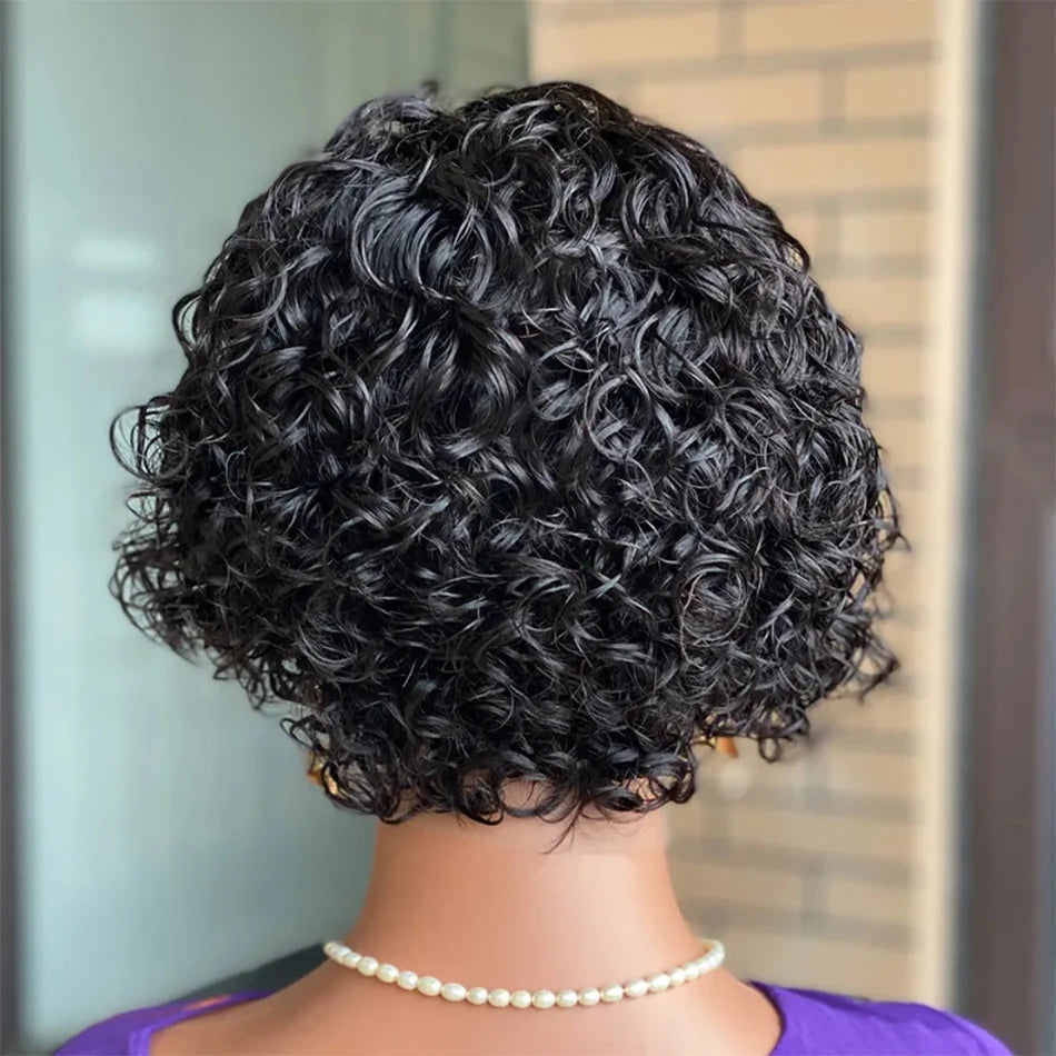 13*4 Lace Frontal Wigs High Quality Curly Pixie Cut Wigs 15A Brazilian Virgin Human Hair Natural Short Hair Style 250% Density