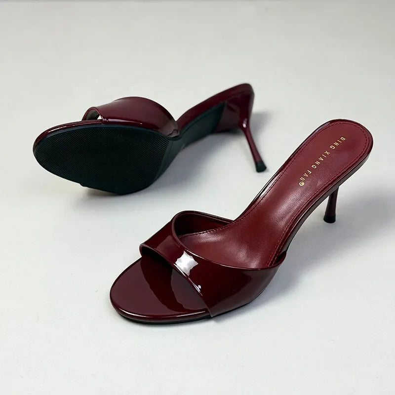 Luxury Footwear Slip On Women Stiletto Heels Shoes New Fashion Round Toe Ladies High Heels Pumps Shoes Female Slides