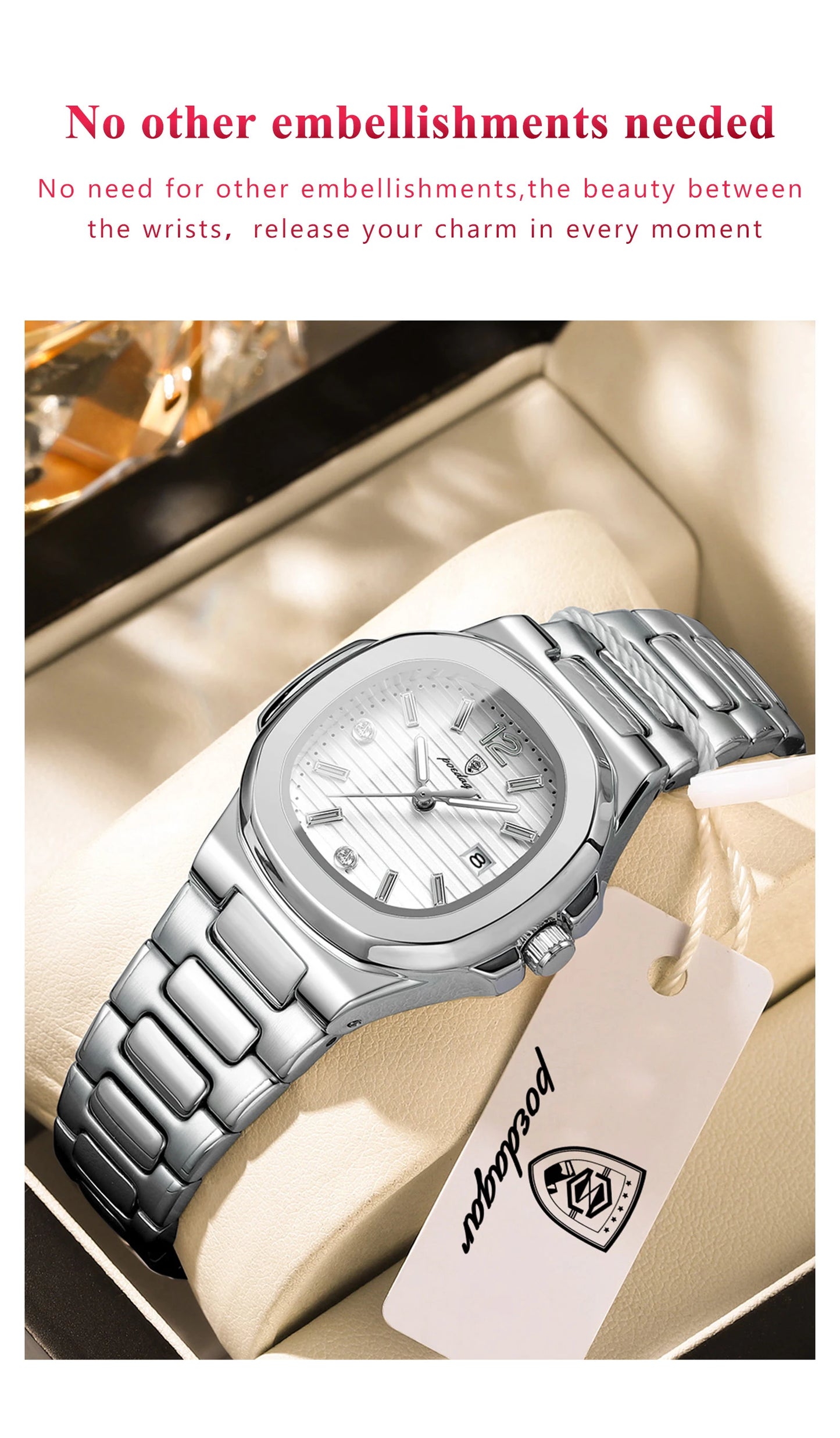 POEDAGAR Casual Fashion Ladies Wristwatch Luminous Waterproof Date Woman Watch Luxury Quartz Square Women's Watches Reloj Hombre