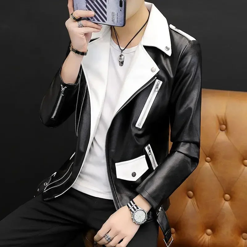 Coats Black Leather Jacket for Men Trendy 2025 Fashion Fashionable Spring Clothes Man Suits and Blazers Menswear Vintage Classic