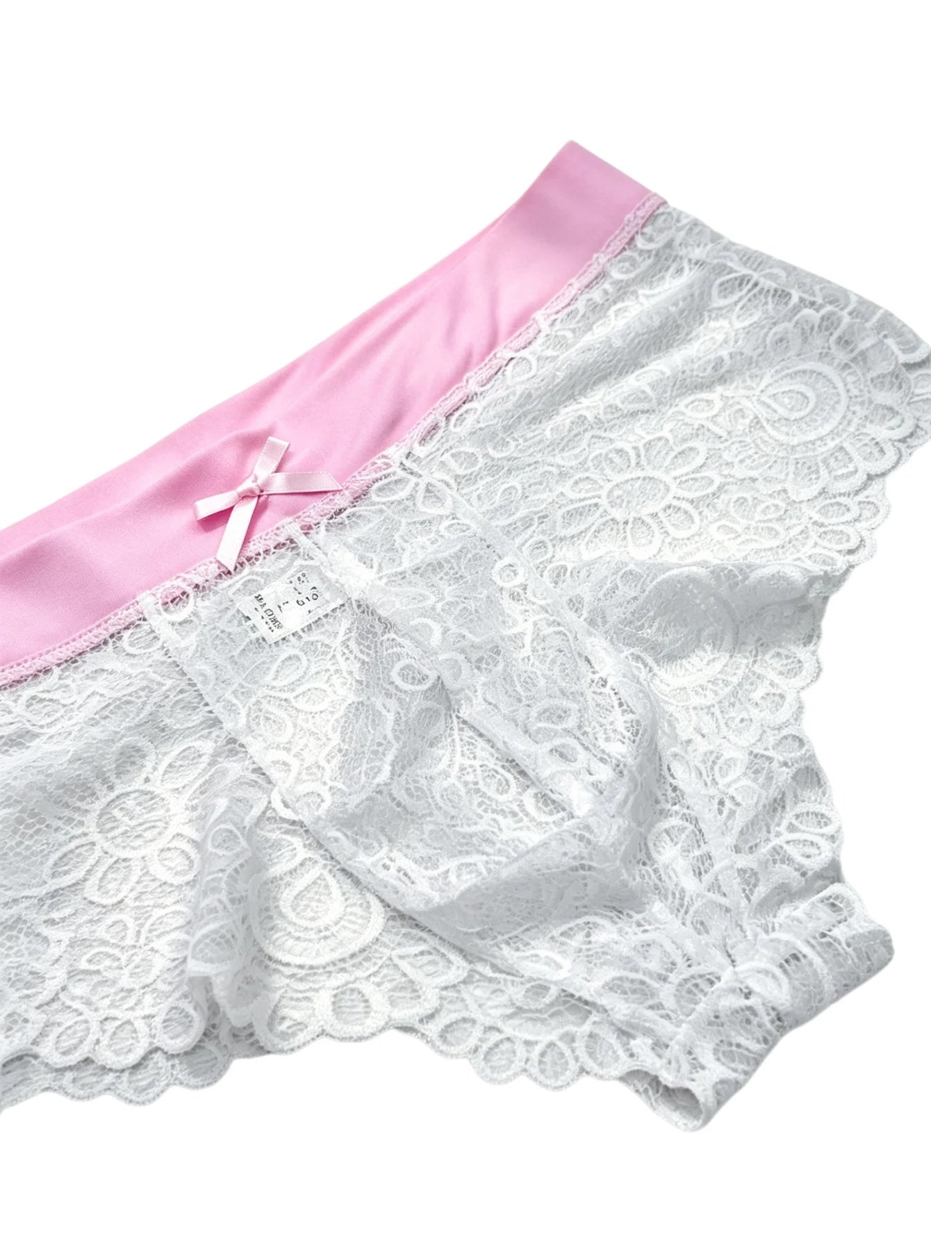 1 Set of 2 Pieces Men's Underwear: Sexy and Sexy Lace Underwear Set, Front Bow Bra&Lace Underwear,Transparent,Drag Queen