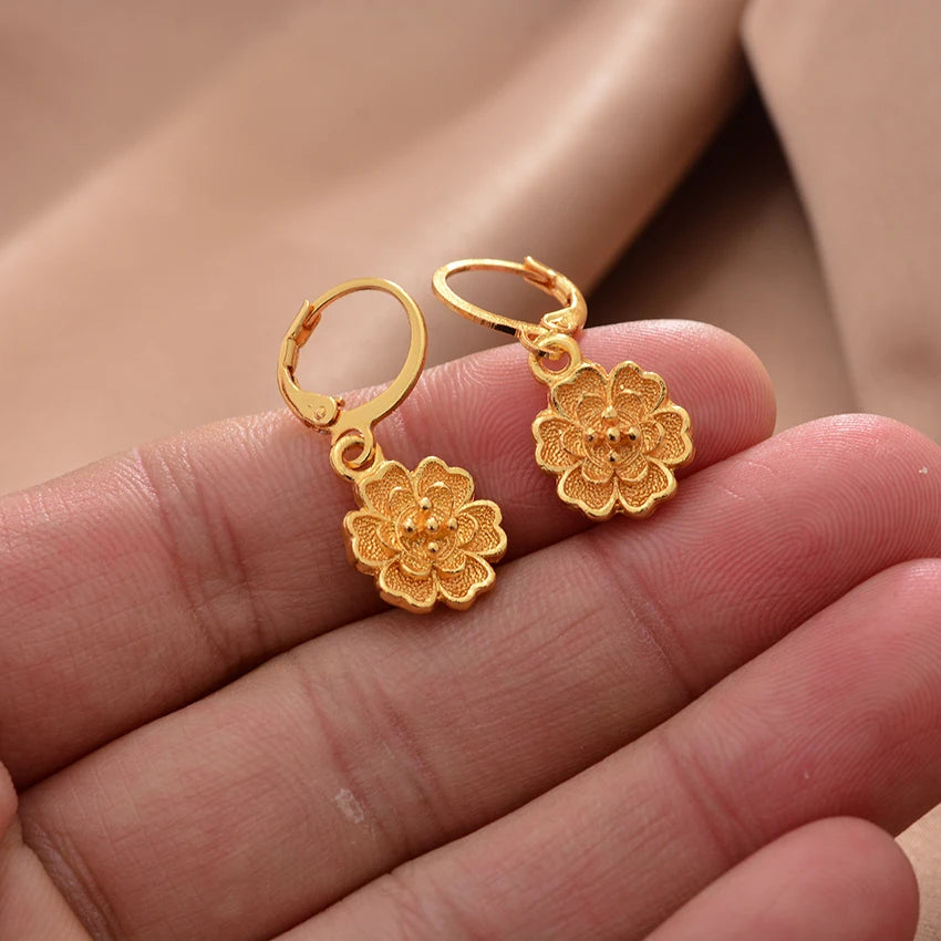 Ethiopian Gold Color Earrings For Woman African Fashion Wedding Bridal Party Wife Earrings Jewelry New