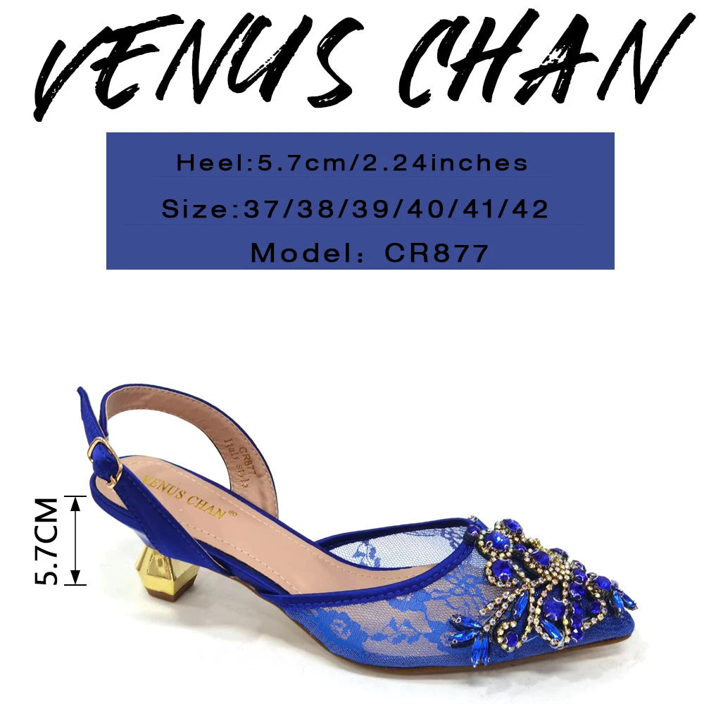 African Fachion Evening Shoes And Matching Bags Italian Design Ladies Diamond Bag High-Heeled Pointed Toe Women's Shoes
