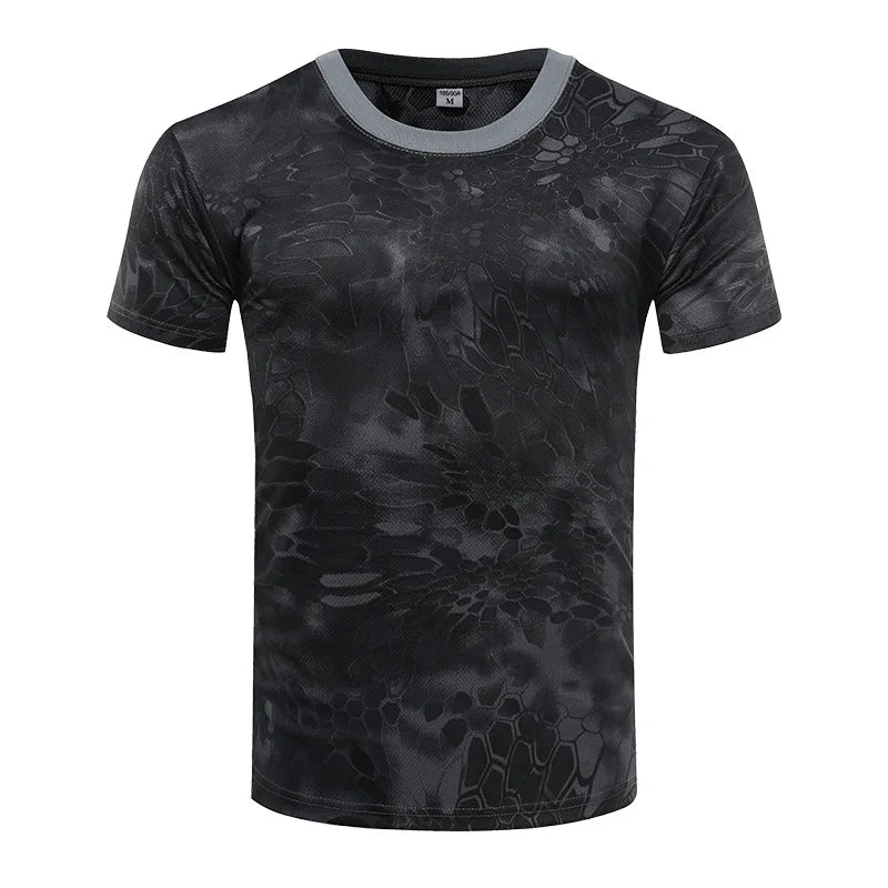 Men Casual Tactical T Shirts Short Sleeve Camouflage T-Shirt Quick Dry Outdoor Gym Top Tees Cargo T Shirt Male Clothing