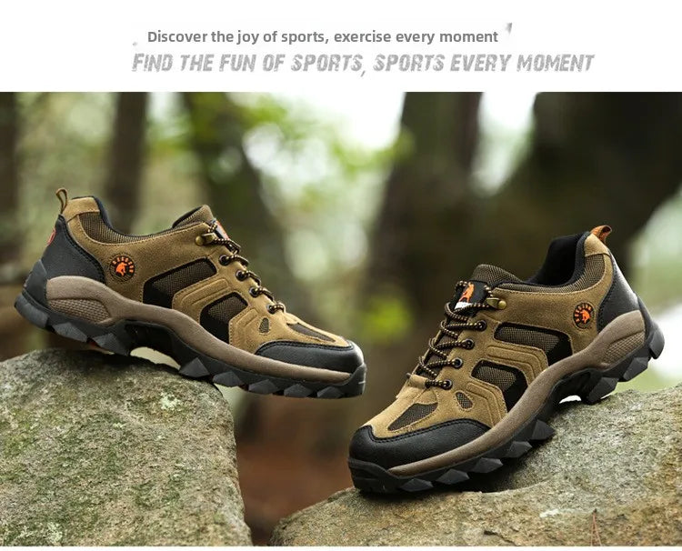 Men's Outdoor Climbing Shoes Breathable Waterproof Sports Hiking Shoes Rubber Outsole Low Cut Lace up Casual Shoes