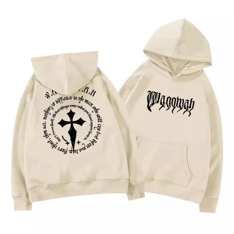 Super Stylish European American Street Design Niche Adult Men's Autumn Winter Fleece Warm Outdoor Loose Soft Hooded Sweatshirt BAZAARHUBO