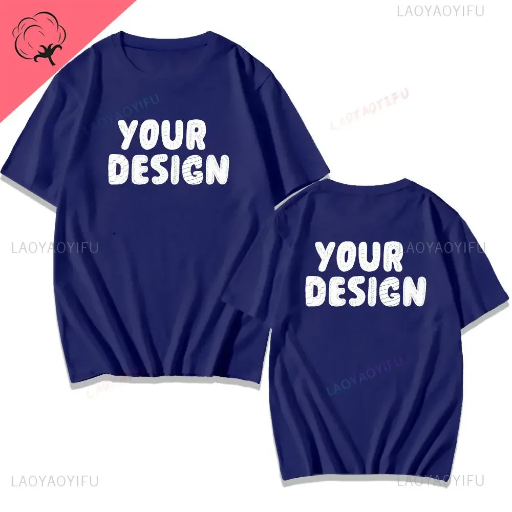 2025 Customized Printed Cotton Black White T Shirt Harajuku Men Women Tee DIY Your Like Photo  Tshirt Fashion Custom Tops