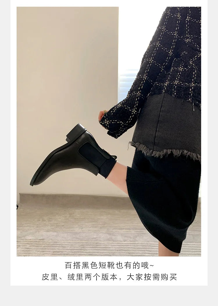 2026 Autumn/Winter Ankle Boots Women Basic Chelsea Botas Mujer Low Thick Heels Short Booties PU Leather Slip On Stretch Botines