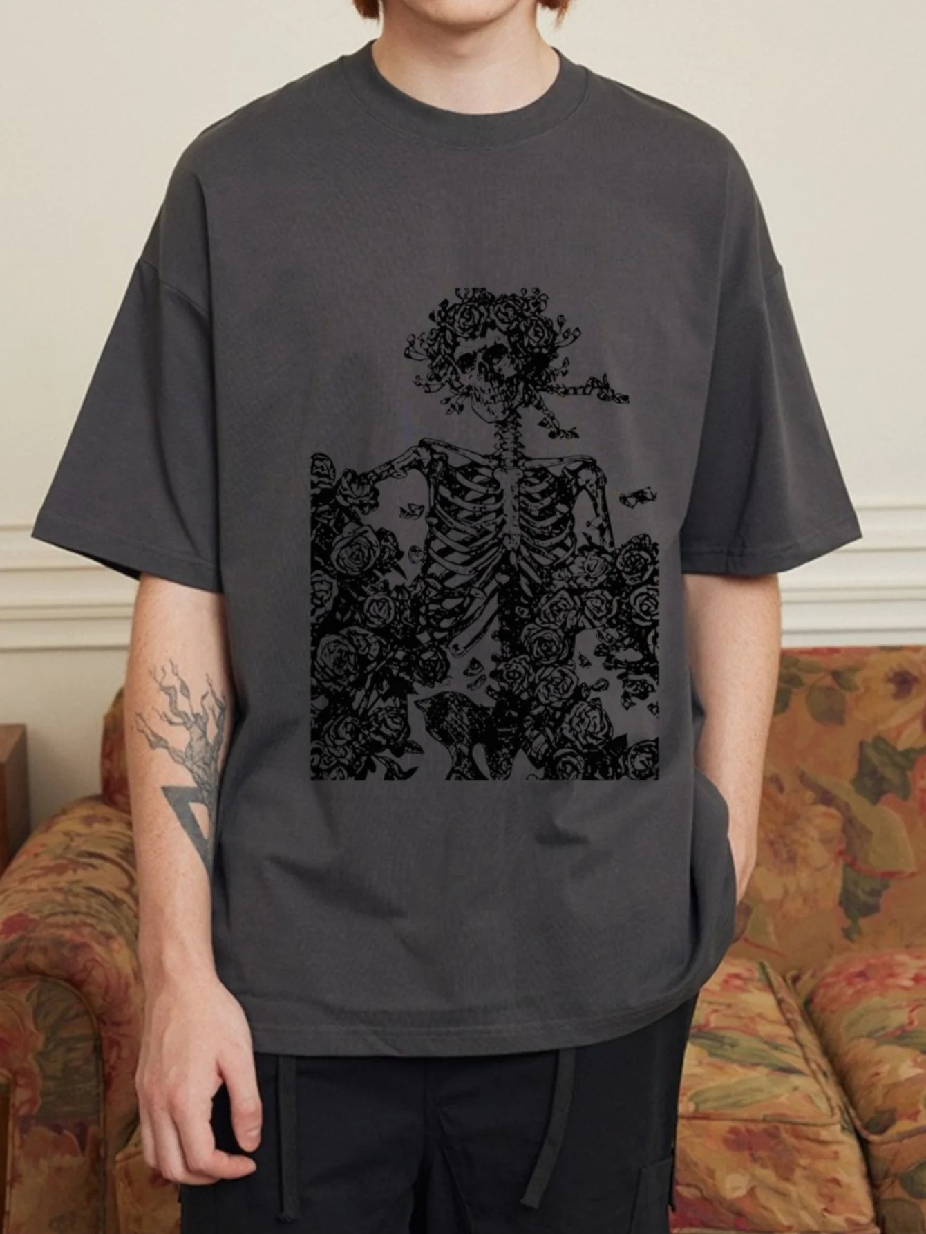 Men's t-shirts Retro Baggy Print O-neck Fashion Teen Streetwear Y2k t shirt College Simple Summer Oversized Short sleeve Tee Top