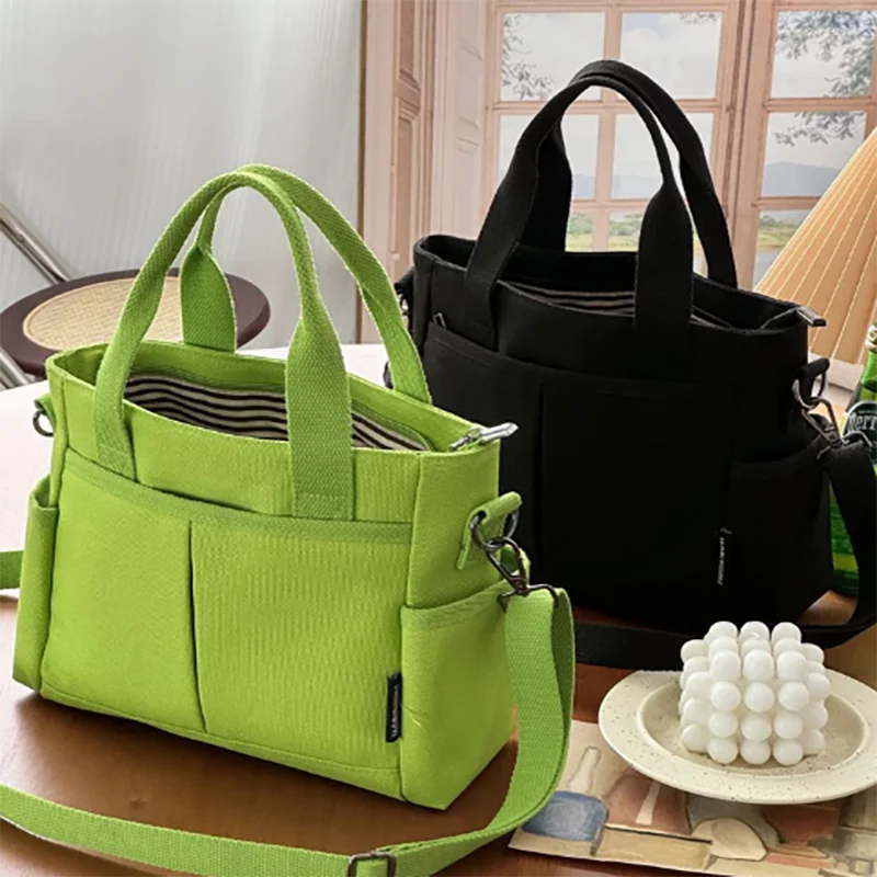 Women's Bag Multiple Pockets Shoulder Bag Large Capacity Canvas Tote Handbag For Women Daily Commuting Shopping Bag