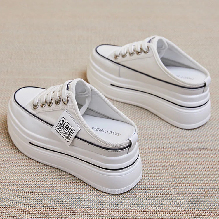 Fujin flip flops women 7.5cm Platform Slippers Denim Chunky Sneaker Casual Comfy Breathable Summer Shoes Women's slippers
