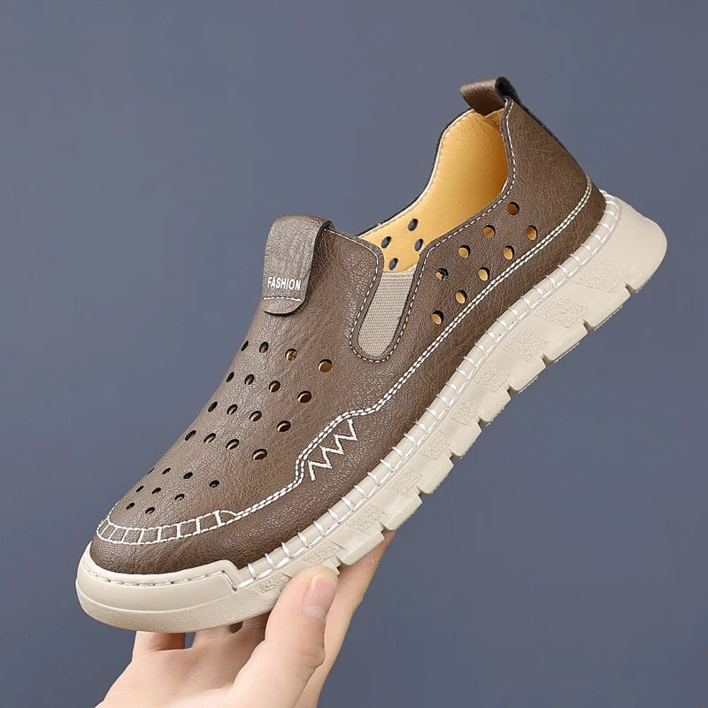 Men's Loafers High-quality Handmade Soles Breathable Lightweight Park Walking Shoes Commuting Men's Driving Leather Shoes