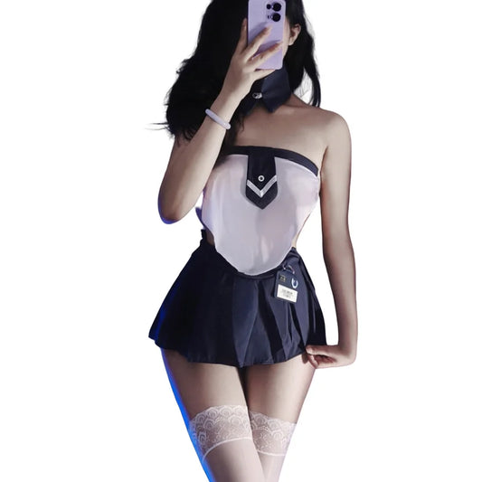 Sexy Sets College Style JK Uniform Maid Outfit Cute Date Dress Short Skirt for Women Pure Desire for Woman Porno Bar Temptation