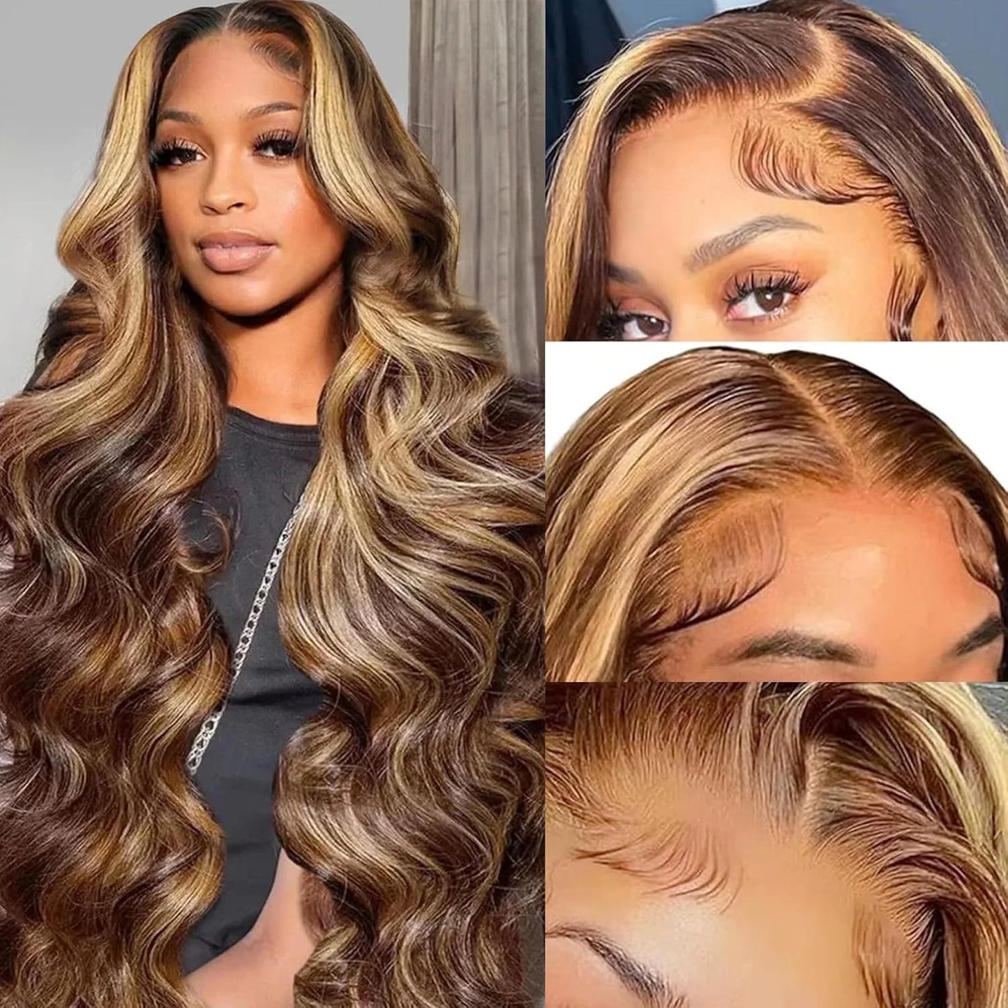 P427 Highlight Human Hair Wig 13x4 Body Wave Lace Front Wigs 30 40 Inch 13x6 HD Lace Frontal Human Hair Wigs 200% Density