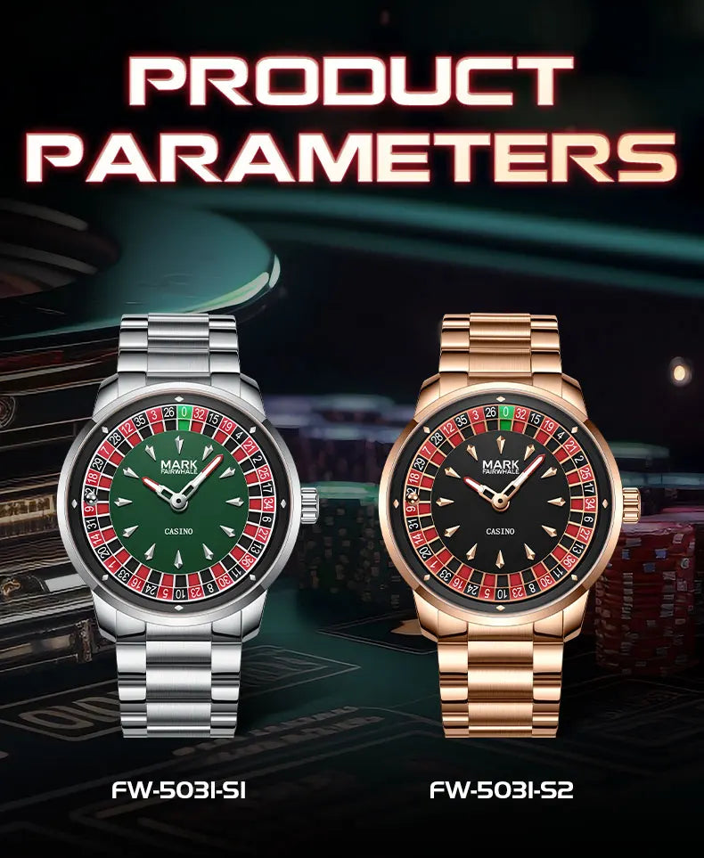 Mark Fairwhale 5031 Fashionable Roulette Men watch Trendy Night Light Waterproof Quartz Watch Light Luxury Watches for Men