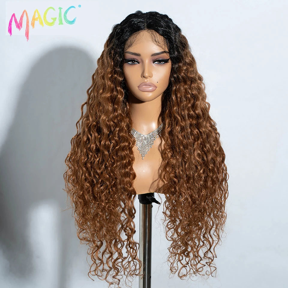 Magic Synthetic Lace Front Wig Baby Hair Red Wig Long Curly Wig 30 Inch Ombre Blonde Ginger Lace Wigs For Black Women Wigs