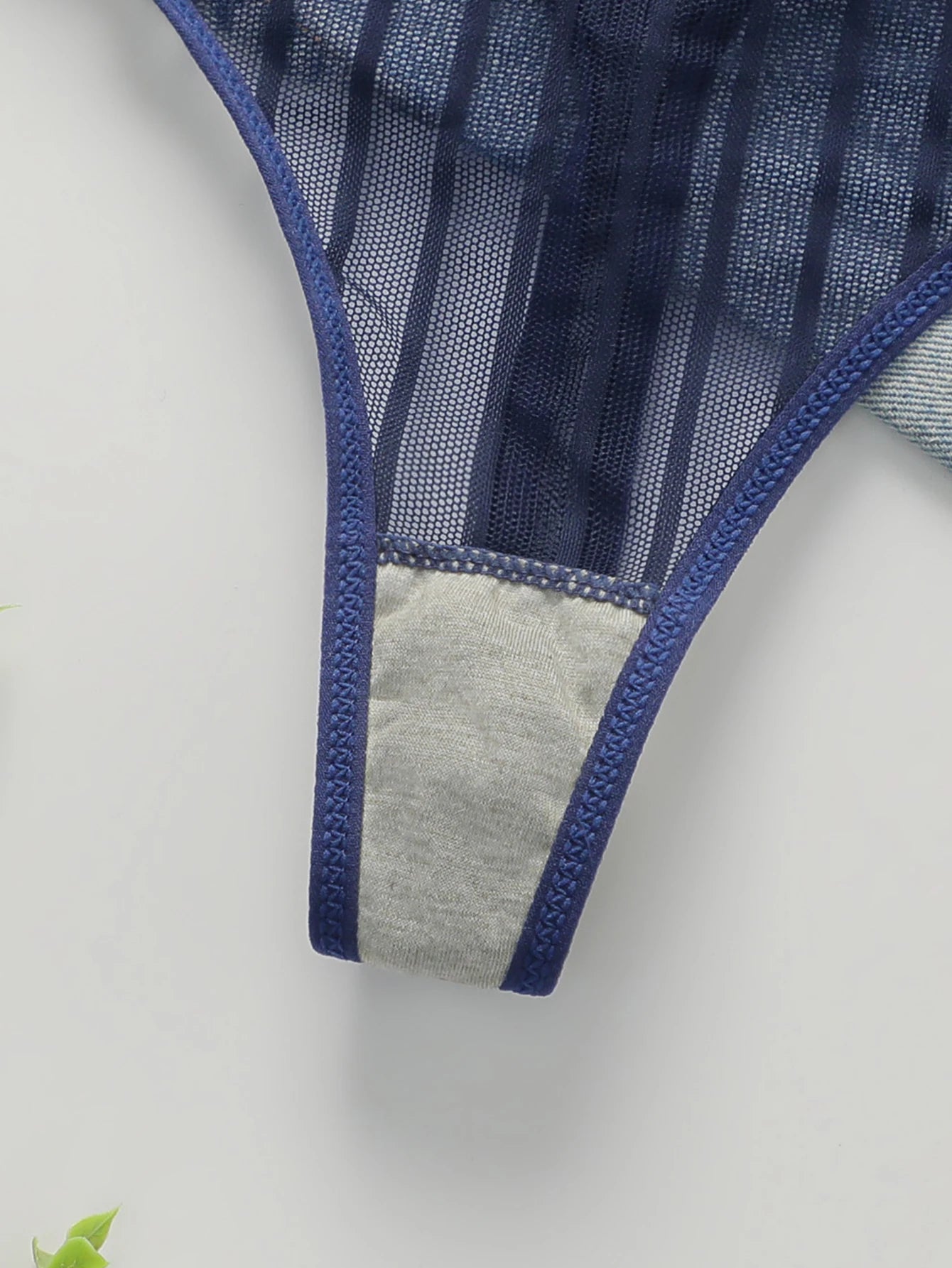 Sexy Blue Mesh Bra Set Women Lingerie See-through Underwire Push Up Bra G String Thong Panties Set Valentine Day Lace Lingerie