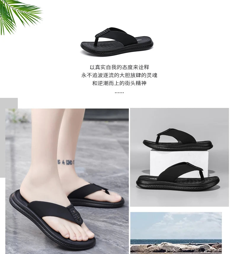 Summer men's high-quality outdoor casual slippers flip flops anti slip waterproof comfort beach shoes youth versatile sandals