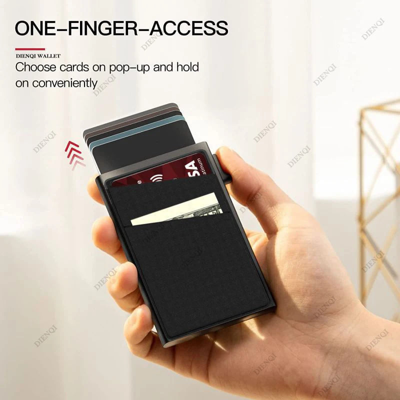 DIENQI Anti-theft Card Protectors Card Holder Minimalist Smart Wallet RFID Protection Aluminum Metal Cardholder Case Porte Carte