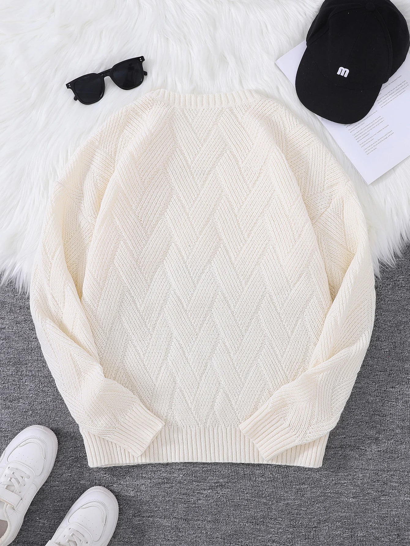 New\Japanese Style Round Neck Couple Sweater Plain Weave Style Casual Versatile Trendyy Men's Long-Sleeved Sweater Top