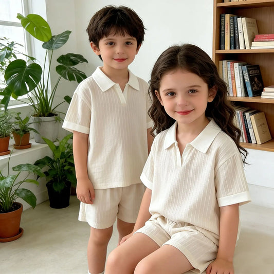Girls Clothes Sets Suit Polo Collar Children Boys Short Sleeve Shorts Summer Boy Baby Casual Cotton Children Clothing 2pcs Sets
