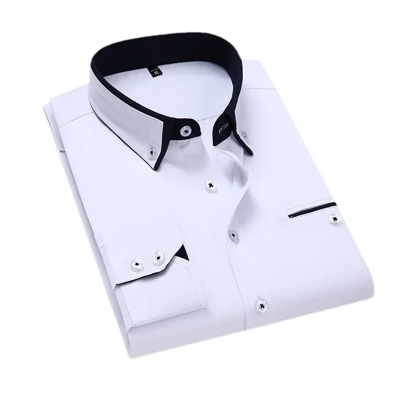 Men's Summer Casual Cotton Long-Sleeved Shirts / Male Slim Fit Spring Lapel Business Men Dress Shirt Tops Brand Clothing