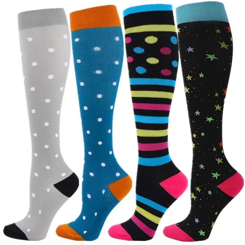 4 Pairs Compression Socks 20-30mmhg High Stockings Men Women Sports Socks For Marathon Cycling Varicose Veins Pregnancy Nursing