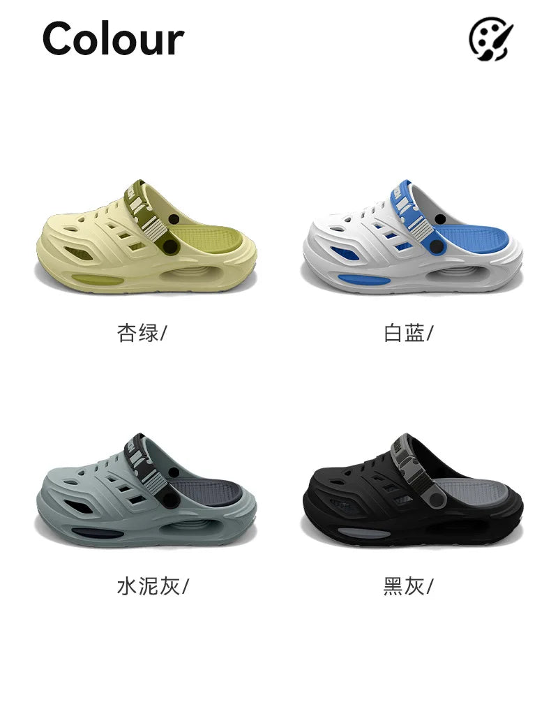 Thick-soled hole shoes for men, summer outdoor toe-caps slippers, sports sandals with anti-slip and sand-crawling feeling