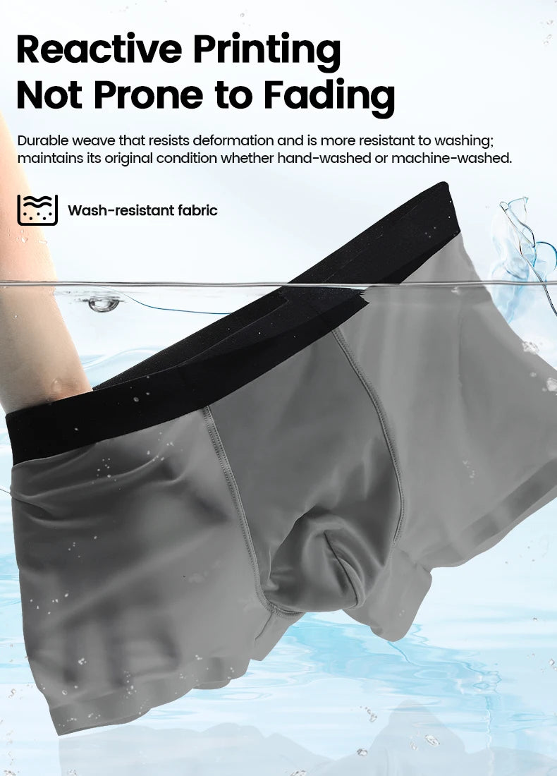Men's underwear wholesale, European and American cross-border ice silk English size four-corner pants, large size underpants