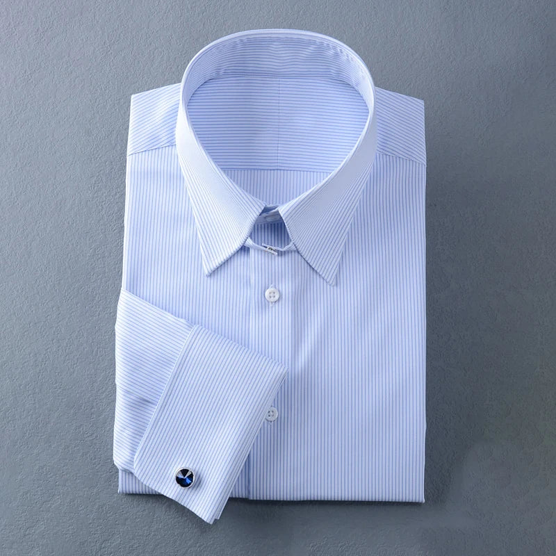 2024 new classic long sleeve buckle men's shirt vintage French collar men's shirts wholesale