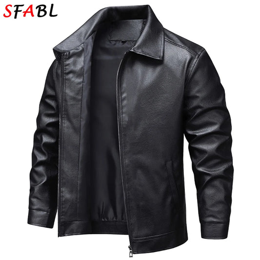 New Classic Motorcycle Men's Leather Jacket PU Leather Coat Men Windbreak Biker Leather Jacket Men Autumn Winter Outerwear 3XL