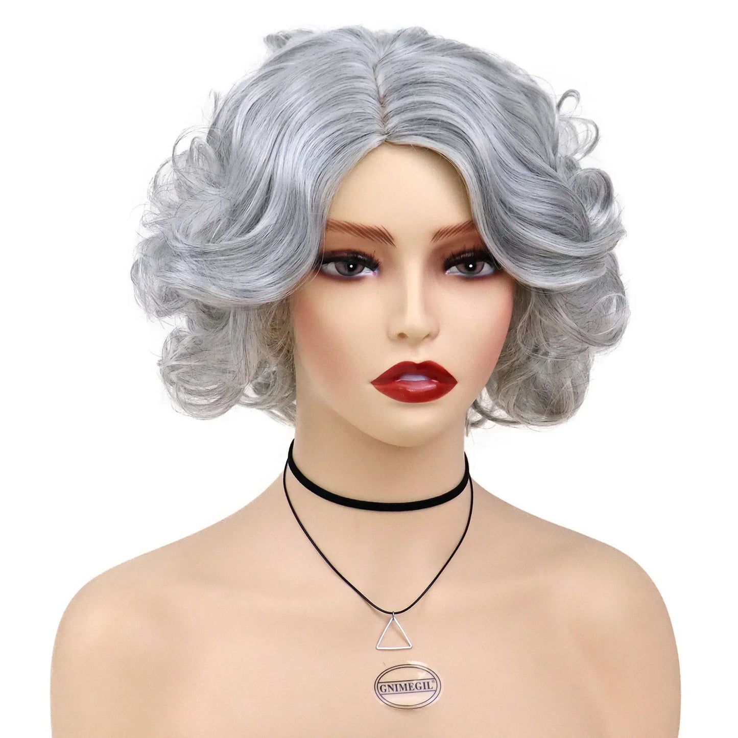 GNIMEGIL Synthetic Cosplay Wig Short Curly Hair Platinum Blonde Wigs for White Women Fluffy Curls Flip 60s Gatsby Hairstyle Wigs