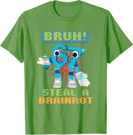 Bruh 67 Meme Steal A Brainrot Pixel T-Shirt Chaotic Humor Y2k Gaming Saying Tee Novelty Gift Boys Fashion Short Sleeve Blouses