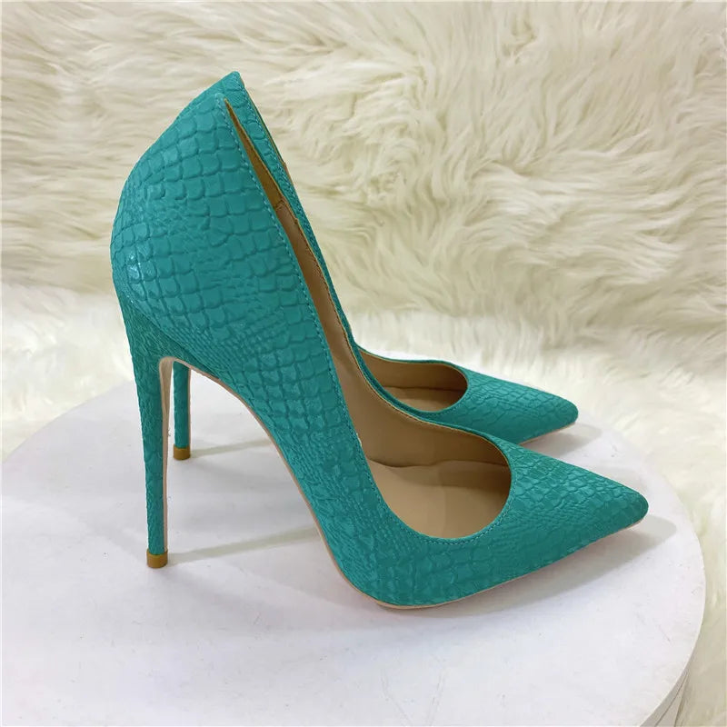 Snake Pattern Thin High Heels Women 8CM 10CM 12CM Elegant Shallow Mouth Party Dress Shoes Brand Lady Shoes Office Woman Pumps