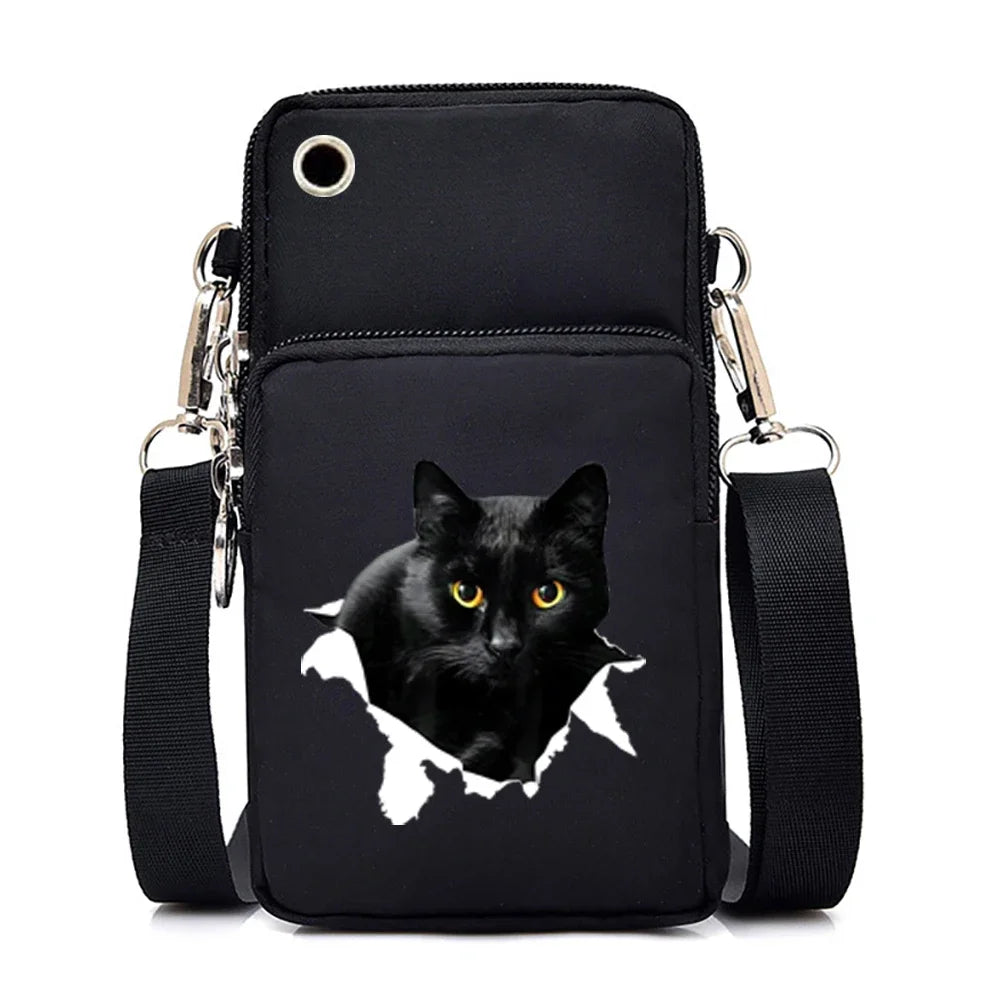 Cute Cat Graphics Small Crossbody Bags Women Harajuku Animal Mini Mobile Phone Bag Teen Messenger Bag Women Purses and Handbags