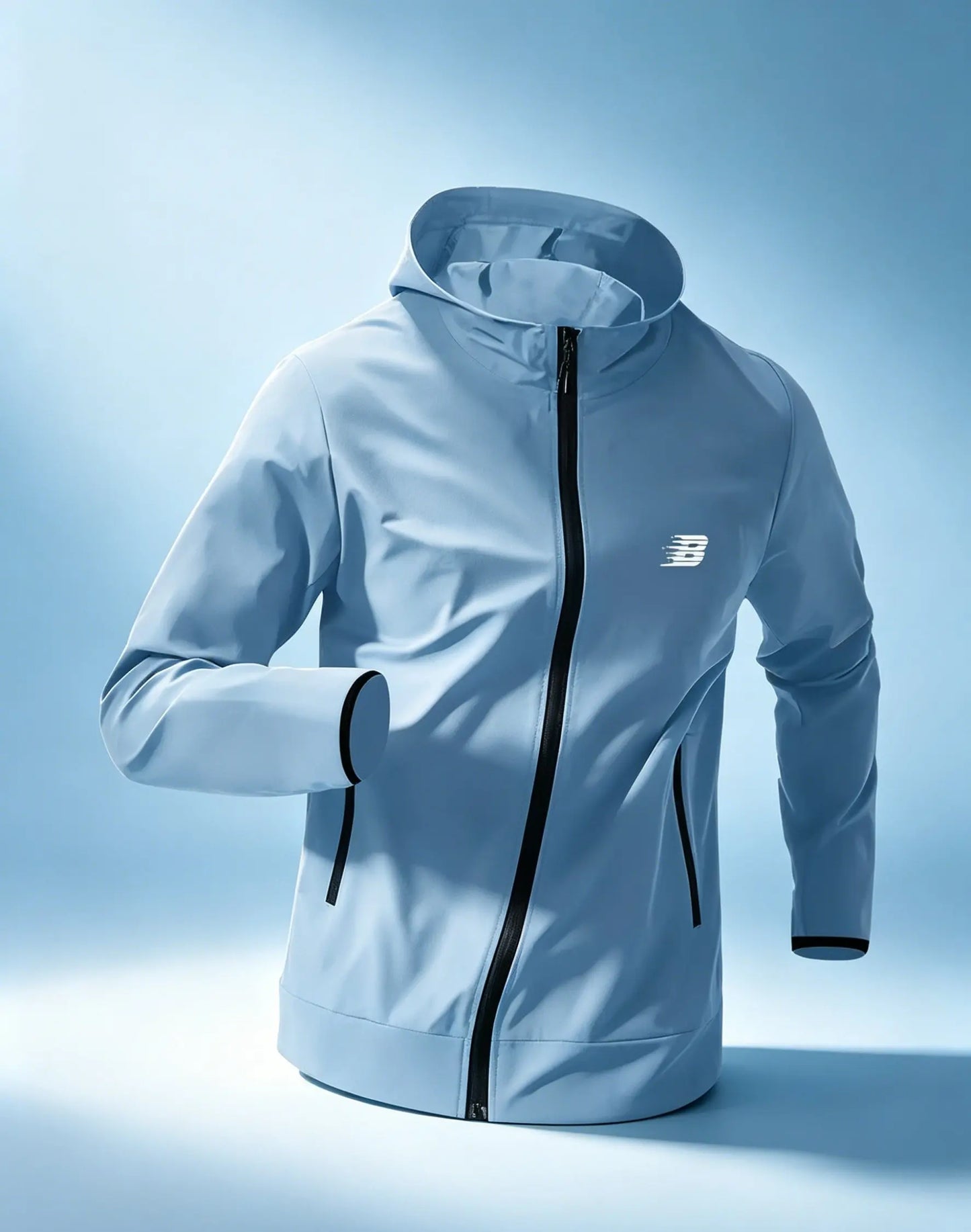 Mens B Run Printed Hooded Windbreaker Lightweight Waterproof Windproof Outdoor Sports Long Sleeve Jacket