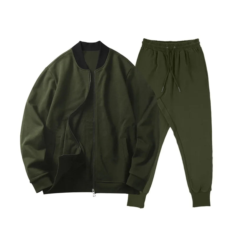 Autumn new solid color jacket men trendy shoulder design stand-up collar large size suit spring and fall fashion