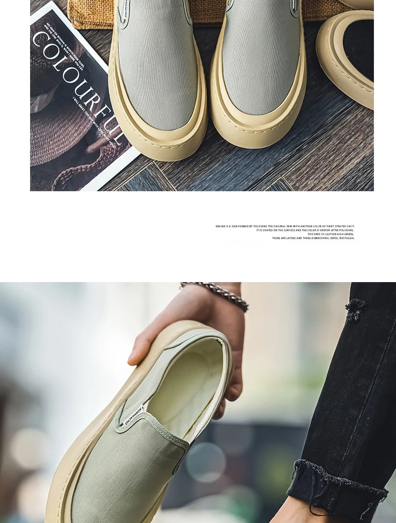 New Arrival Low Price Mens Breathable High Quality Casual Shoes Solid Color Canvas Casual Shoes Slip On Men Fashion Flats Loafer